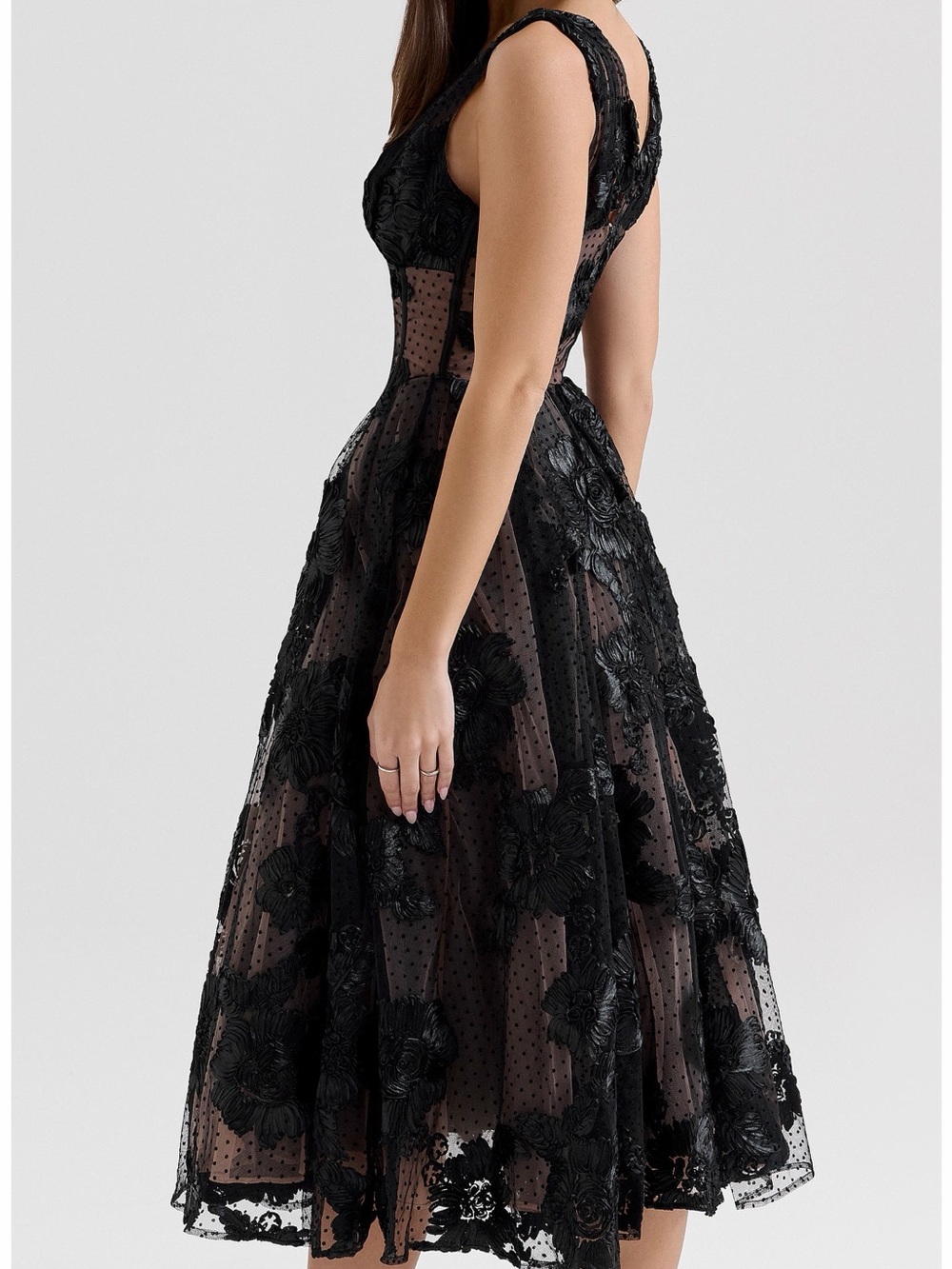 House of CB Black Lace Corset Midi Dress - Picture 3 of 15
